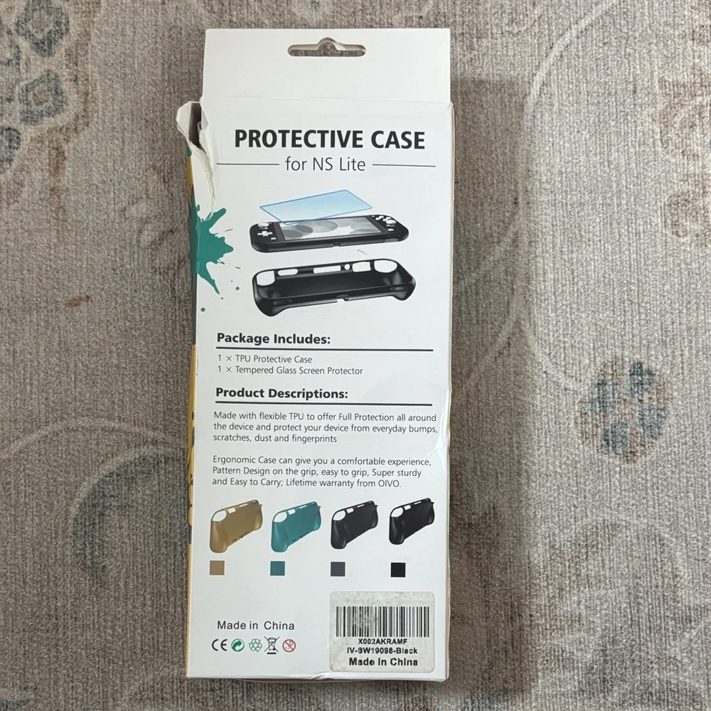 OTVO Black Protective Case and Screen Protector for Nintendo Switch Lite Sealed